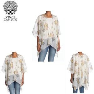 VINCE CAMUTO Metallic Stripe Floral Kimono